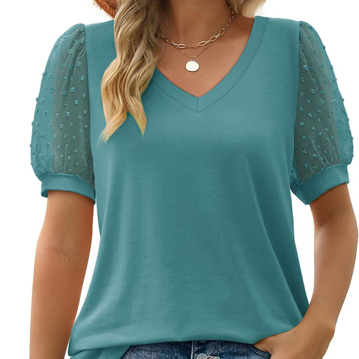 Avery – Sheer Sleeve V-Neck Top
