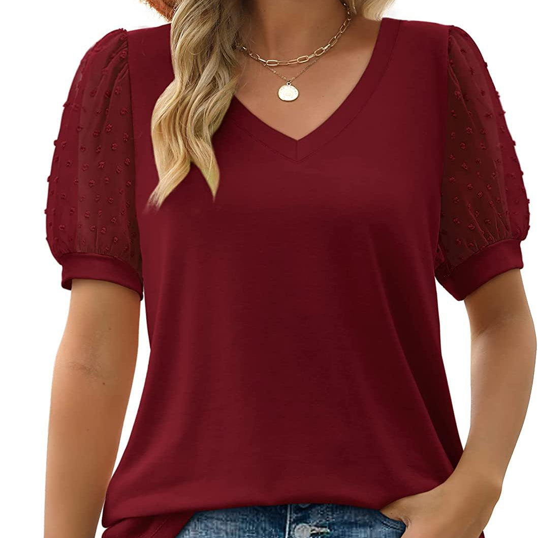 Avery – Sheer Sleeve V-Neck Top