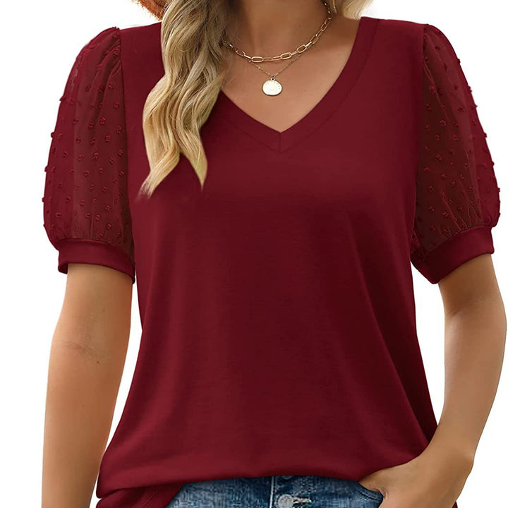 Avery – Sheer Sleeve V-Neck Top