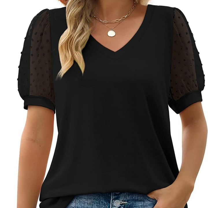 Avery – Sheer Sleeve V-Neck Top