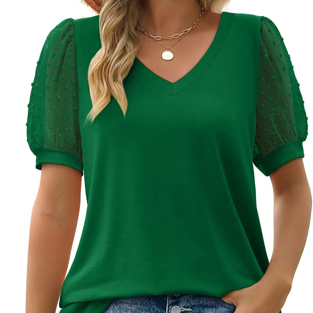 Avery – Sheer Sleeve V-Neck Top