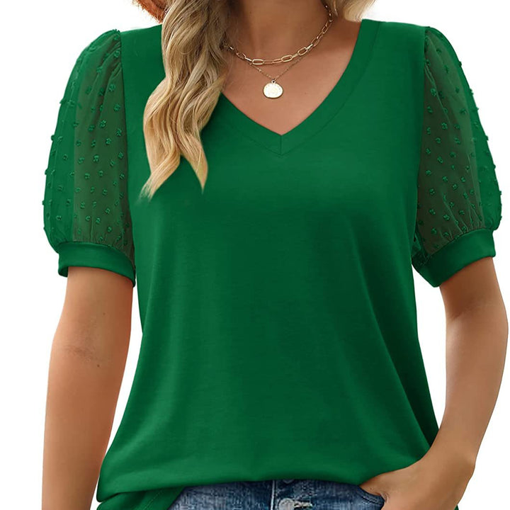 Avery – Sheer Sleeve V-Neck Top